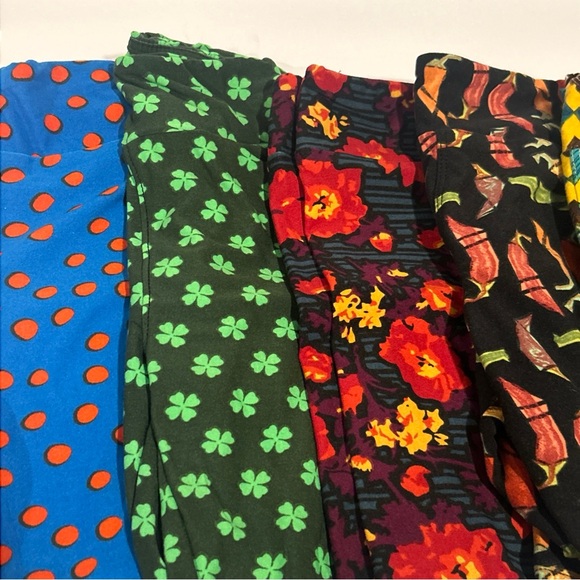 NWOT Lot of 5 LuLaRoe Kids Leggings Size S/M! Peppers, geometric, floral,clovers - Picture 3 of 10